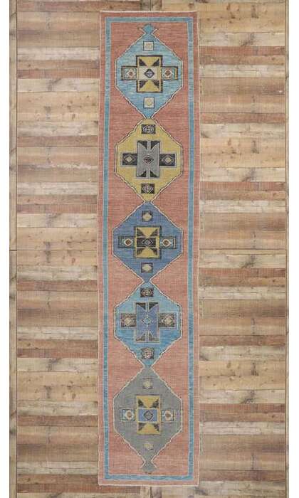 3 x 14 Colorful Oushak Rug Runner 53265