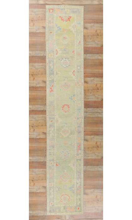 3 x 16 Colorful Oushak Rug Runner 53823