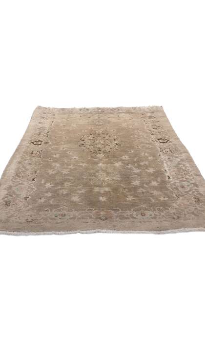 3 x 5 Neutral Vintage Persian Kashan Rug 78576