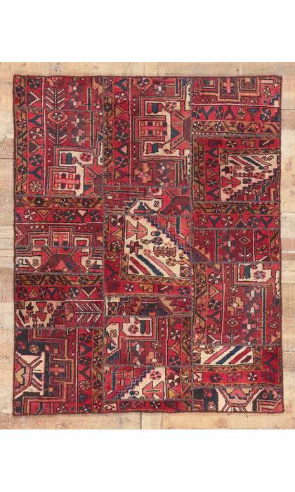 4 x 5 Vintage Persian Patchwork Rug 78578