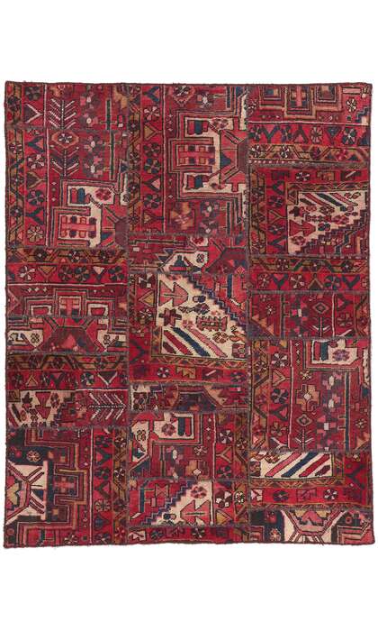 4 x 5 Vintage Persian Patchwork Rug 78578