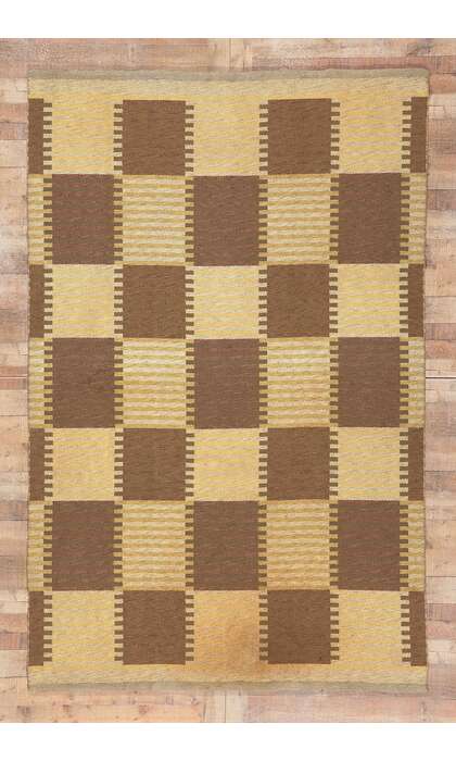6 x 10 Carl Malmsten Vintage Swedish Rollakan Rug 78609