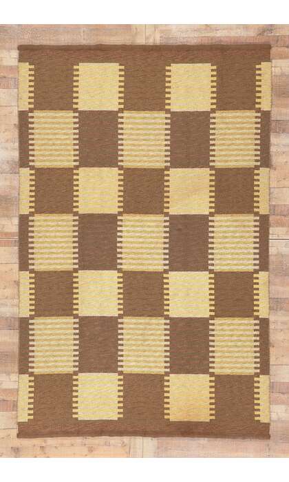 6 x 10 Carl Malmsten Vintage Swedish Rollakan Rug 78609