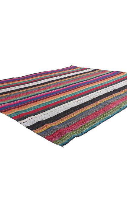 6 x 7 Vintage Rainbow Striped Kilim Rug 60678