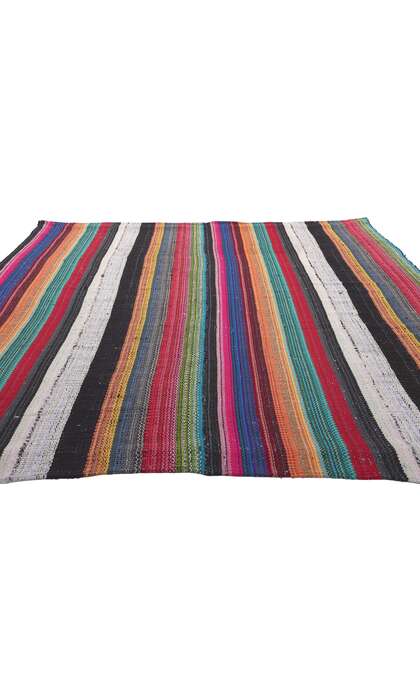 6 x 7 Vintage Rainbow Striped Kilim Rug 60678