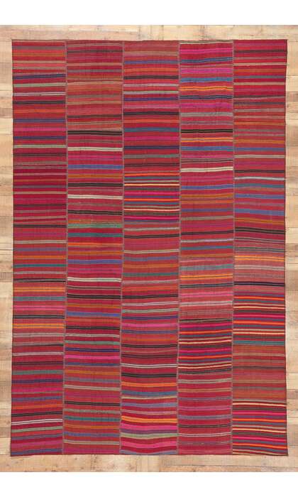 7 x 11 Modern Rustic Striped Kilim Rug 60648