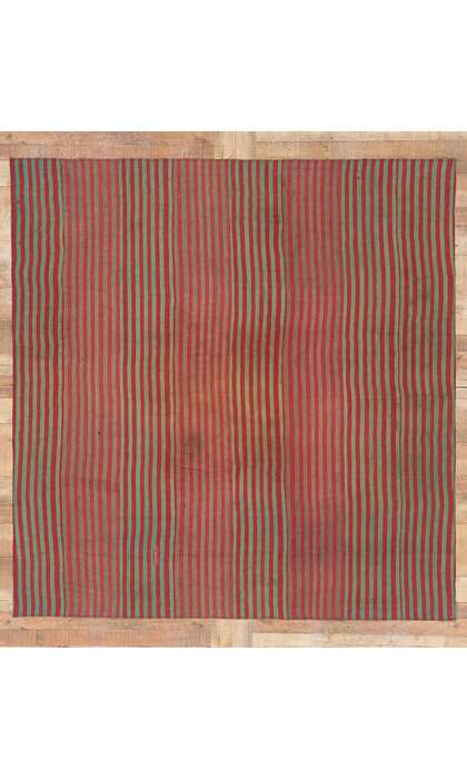 7 x 8 Rustic Vintage Turkish Striped Kilim Rug 60654