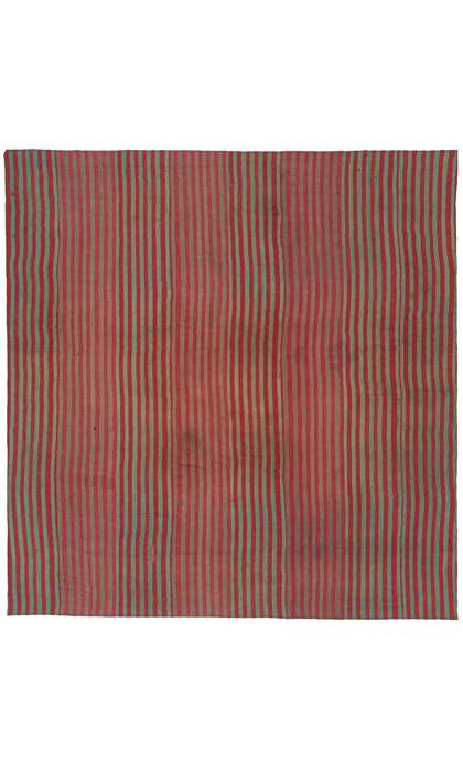7 x 8 Rustic Vintage Turkish Striped Kilim Rug 60654