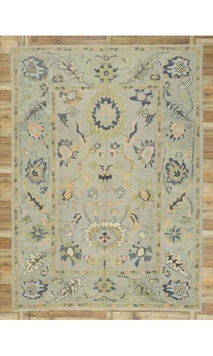 9 x 13 Earthy Pastel Oushak Rug 52913
