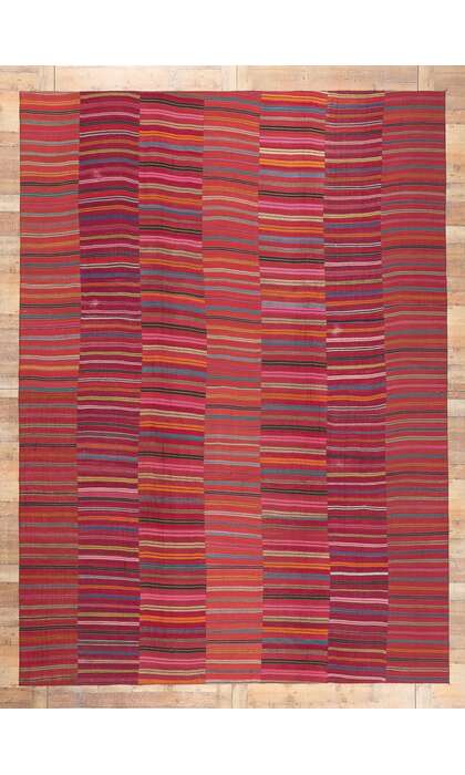 9 x 13 Rustic Striped Kilim Area Rug 60645