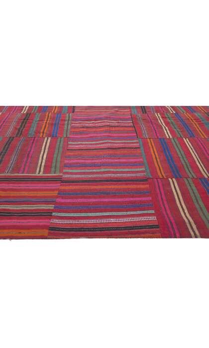 9 x 13 Striped Colorblock Kilim Rug 60644