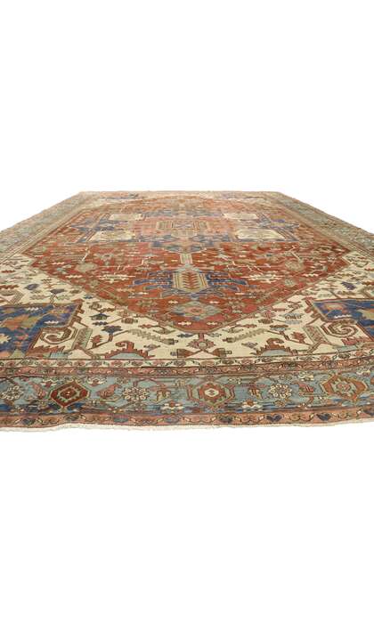 14 x 19 Oversized Antique Persian Serapi Rug 72743