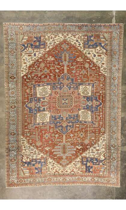 14 x 19 Oversized Antique Persian Serapi Rug 72743