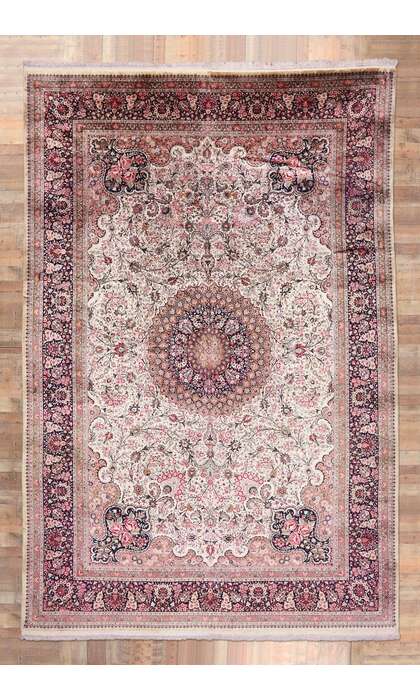 14 x 20 Vintage Persian Silk Qum Rug 72891