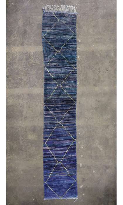 3 x 17 Long Blue Moroccan Rug Runner 21335