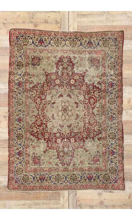 4 x 6 Antique Persian Kerman Rug 77608