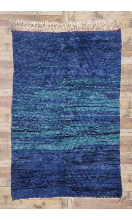 4 x 8 Modern Blue Beni Mrirt Moroccan Rug 21129