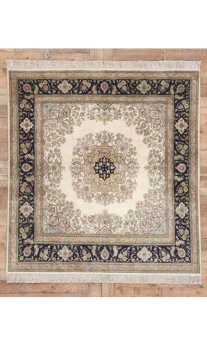 5 x 5 Fine Vintage Silk Kayseri Rug 78622