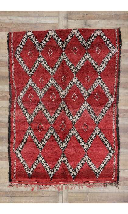 7 x 9 Vintage Red Beni Ourain Rug 21262