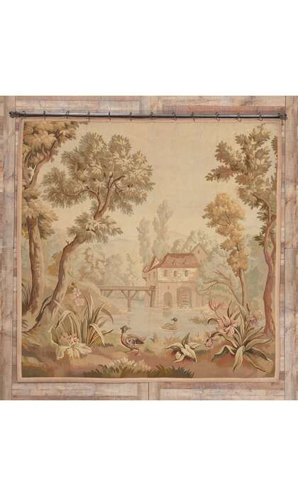 8 x 8 Antique French Aubusson Tapestry 78623