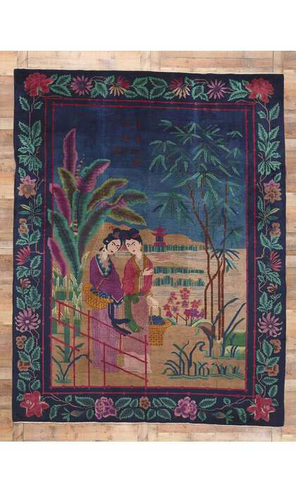 9 x 12 Antique Chinese Art Deco Rug 78614
