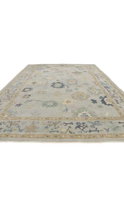 9 x 12 Modern Light Blue Turkish Oushak Rug 53545