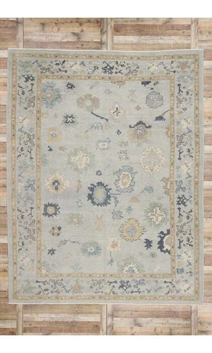 9 x 12 Modern Light Blue Turkish Oushak Rug 53545