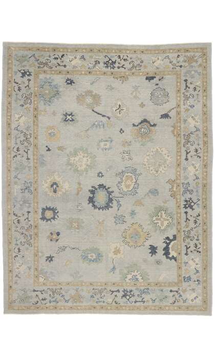 9 x 12 Modern Light Blue Turkish Oushak Rug 53545
