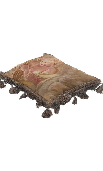 1 x 1 Antique French Aubusson Pillow 78617