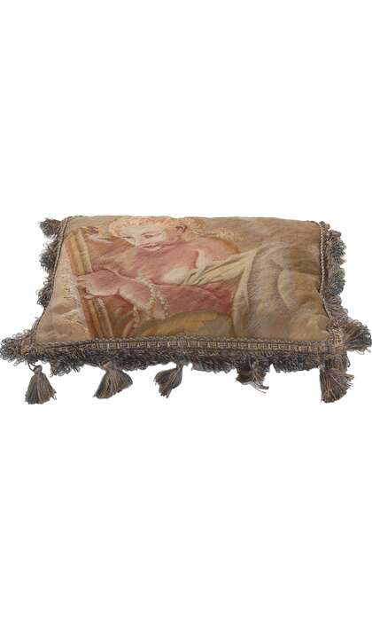 1 x 1 Antique French Aubusson Pillow 78617