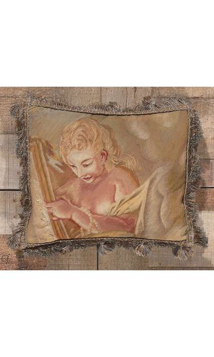 1 x 1 Antique French Aubusson Pillow 78617