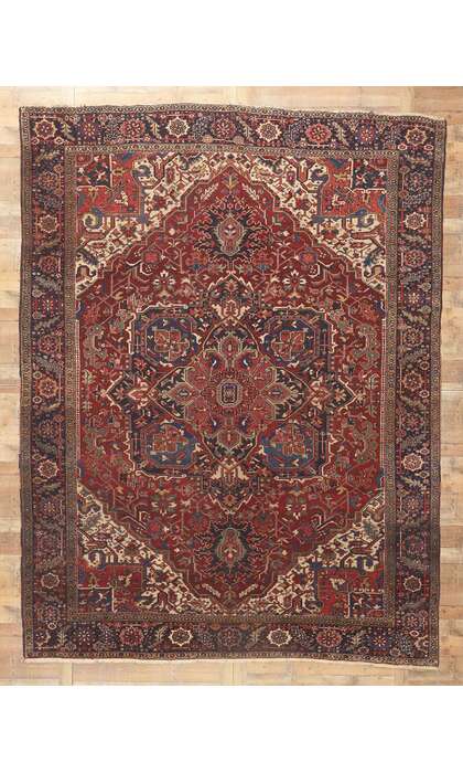 10 x 14 Antique Persian Heriz Rug 78633