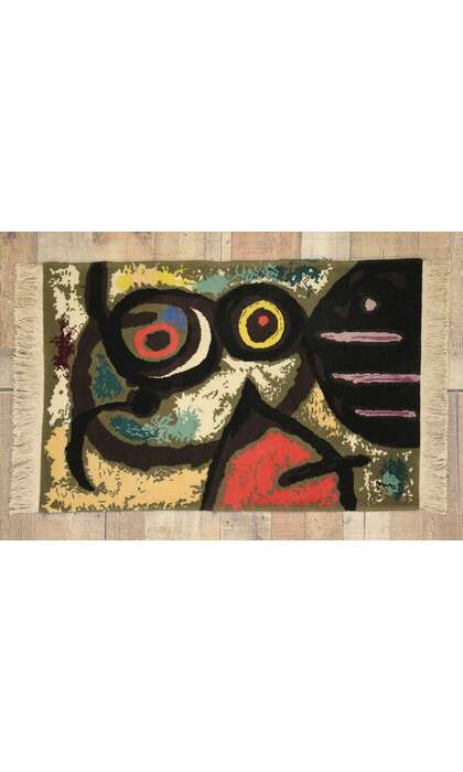 2 x 3 Vintage Joan Miro Tapestry Pictorial Rug 77099