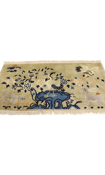 2 x 5 Antique Chinese Art Deco Pictorial Rug 77584