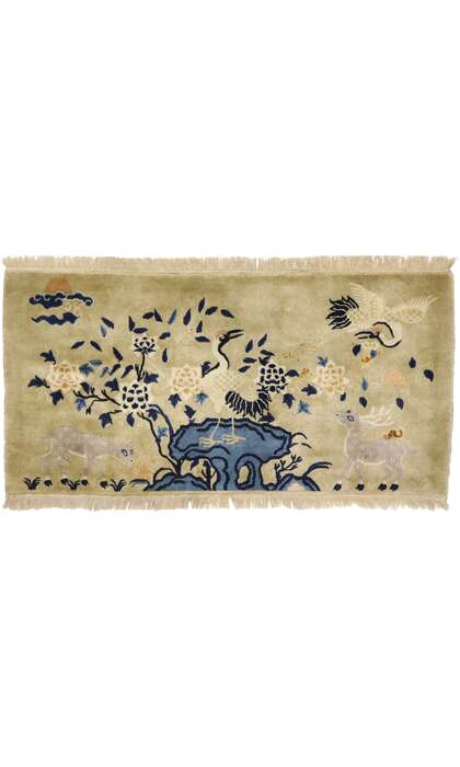2 x 5 Antique Chinese Art Deco Pictorial Rug 77584