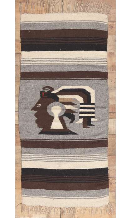 2 x 5 Vintage Mexican Zapotec Pictorial Rug 78635