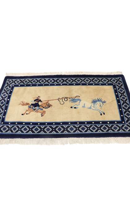 3 x 5 Antique Chinese Art Deco Pictorial Rug 77592