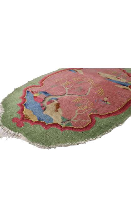 3 x 5 Antique Chinese Art Deco Oval Rug 77615