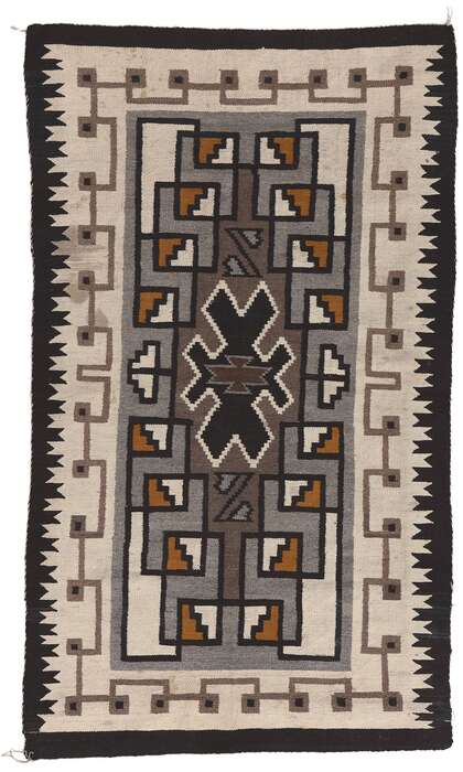 3 x 5 Antique Two Grey Hills Navajo Rug 78637