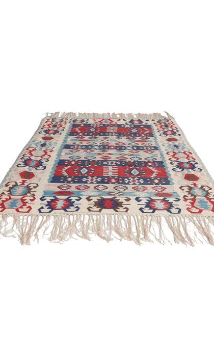 4 x 5 Vintage Turkish Kilim Silk Rug 78644