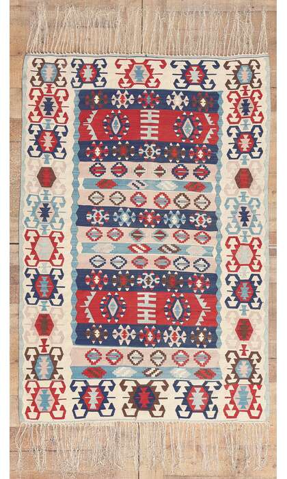 4 x 5 Vintage Turkish Kilim Silk Rug 78644