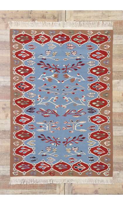 4 x 6 Vintage Oltenian Romanian Kilim Rug 78048