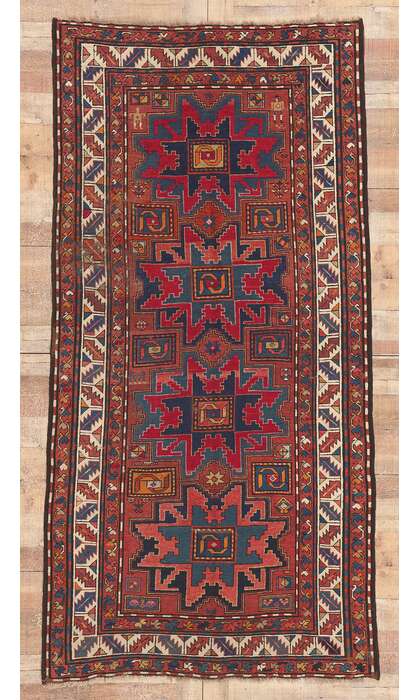 4 x 9 Antique Caucasian Kazak Rug 73306