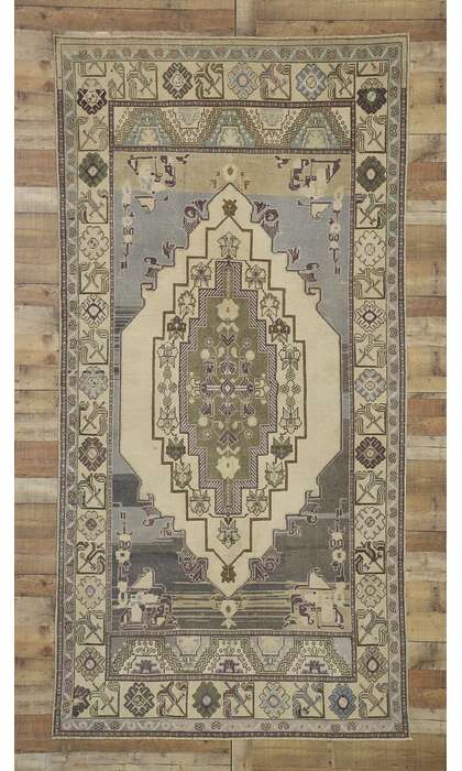 5 x 10 Vintage Neutral Oushak Rug 52475