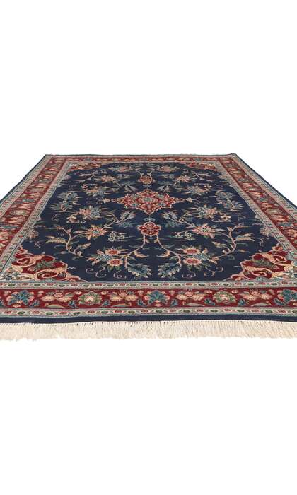 6 x 9 Vintage Navy Blue Indian Rug 78645