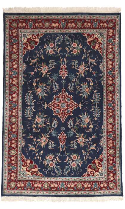 6 x 9 Vintage Navy Blue Indian Rug 78645