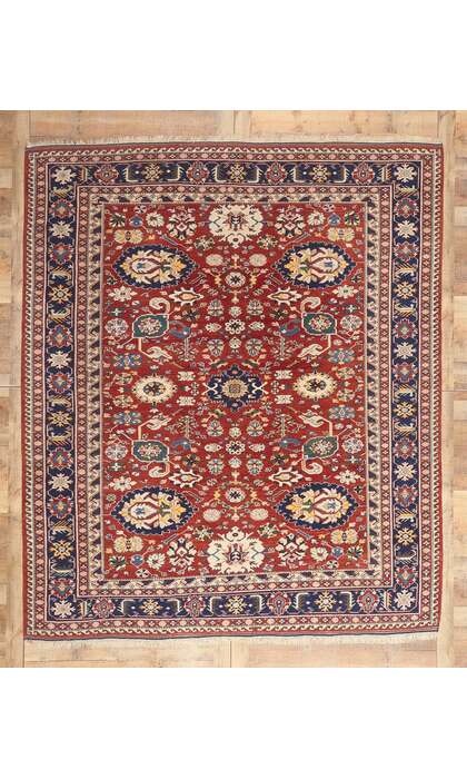 8 x 10 Vintage Turkish Red Oushak Rug 78646