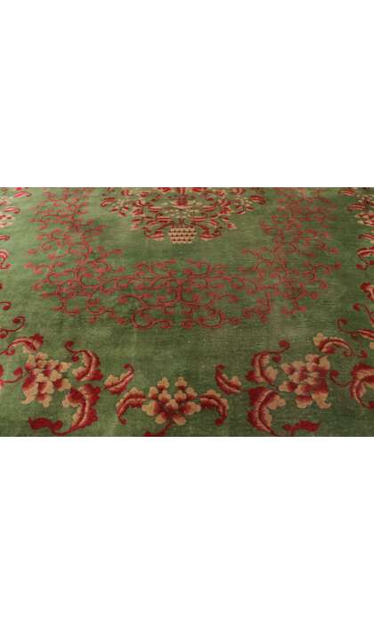 9 x 11 Antique Green Chinese Art Deco Rug 77624