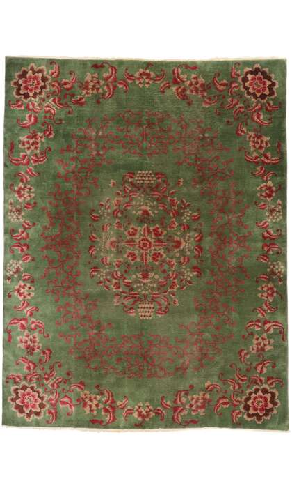 9 x 11 Antique Green Chinese Art Deco Rug 77624