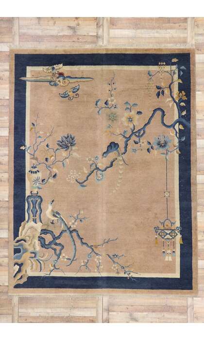 9 x 12 Antique Chinese Art Deco Pictorial Rug 77583